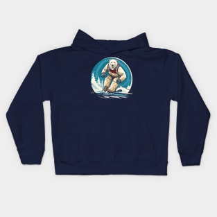 polar bear skiing Kids Hoodie